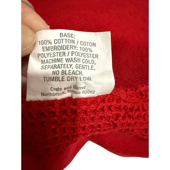 "CRATE & BARREL" Snowman Christmas Towel Set 2 Dishtowel 1 Dishcloth Red & White - Picture 9 of 11